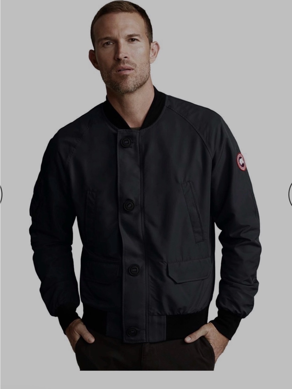 Canada Goose Black Men's Bomber Jacket with Patch